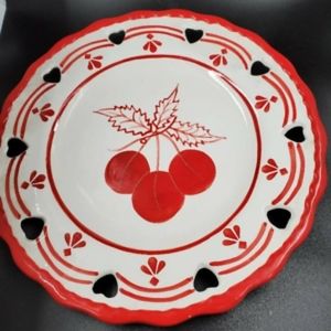 RED CHERRIES BY HEARTFELT 2004 - 12 " DIAMETER WITH BUILT IN HANGER Vintage NOS